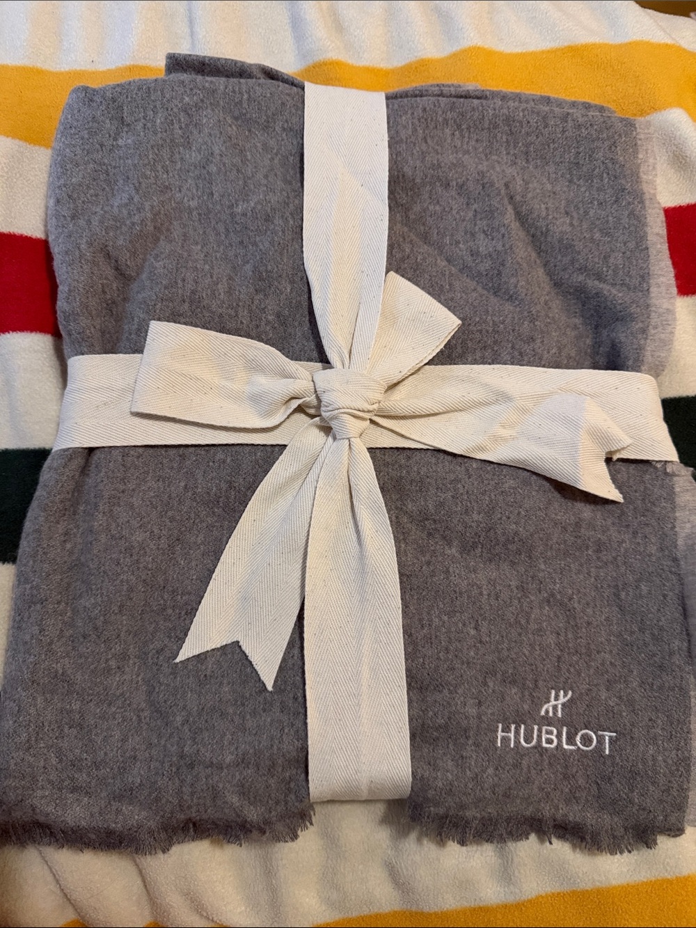 Hublot Branded Gray Throw Blanket
